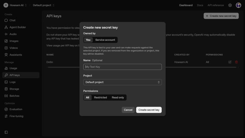 کار با openai api